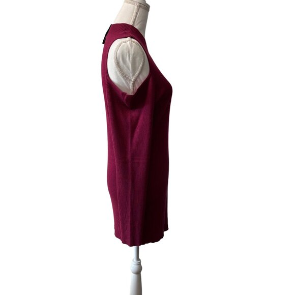 Cold-Shoulder Keyhole Burgundy Ribbed Knit Shirt Dress By Torrid Womens Size 2 - Picture 4 of 15